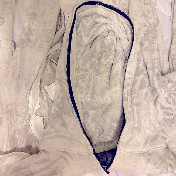 NIP Buckle Salvage Sun Spade Leather Patch Zip Front Hooded Lt Gray Khama Jacket - Picture 8 of 12